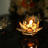 Clear 4.5inch Crystal Glass Lotus Flower Votive Candle Holders, Tealight Taper Candle Stands