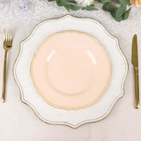 10 Pack | 9inch Nude / Gold Scalloped Rim Disposable Dinner Plates