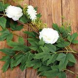 6ft | White Artificial Silk Peony/Foliage Hanging Flower Garland Vine