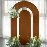 Set of 2 Brown Spandex Fitted Wedding Arch Covers for Round Top and Double Arch