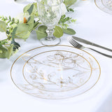 Set of 20 Clear Plastic Dinner Dessert Plates With Metallic Gold Floral Design