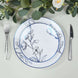 Set of 20 White Plastic Dinner Dessert Plates With Metallic Blue Floral Design