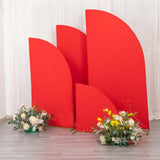 Set of 4 | Matte Red Spandex Half Moon Chiara Backdrop Stand Covers