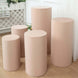 Set of 5 | Nude Cylinder Stretch Fitted Pedestal Pillar Prop Covers, Display Box Stand Covers