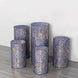 Set of 5 Royal Blue Wave Mesh Cylinder Pedestal Stand Covers with Embroidered Sequins, Premium