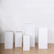 Set of 5 White Metal Rectangular Prop Pedestal Stands Backdrop Decor, Plinth Pillar Display Boxes