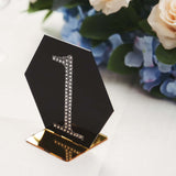 5 Pack | 5inch Black / Gold Acrylic Hexagon Wedding Table Sign Holders, Number Stands