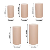 Set of 5 | Nude Cylinder Stretch Fitted Pedestal Pillar Prop Covers, Display Box Stand Covers