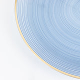 20 Pack 13inch Economy Plastic Charger Plates – Transparent Dusty Blue Swirl Design Gold Rim