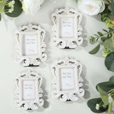 4 Pack White Resin Vintage Baroque Photo Frames, Rectangle Mini Picture Frame Party Favor