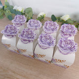 25 Pack Lavender Peony Floral Top Candy Gift Boxes, Lilac Cardstock Paper Party Favor Boxes - 3inch