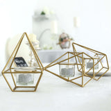 16Inch Long Gold Linked Geometric Tealight Candle Holder Set With Votive Glass Holders