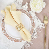 5 Pack | Metallic Gold Napkin Rings For Birthday Party and Weddings Decor with Geometric Design