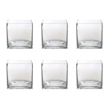 6 Pack | 6 inches Clear Premium Heavy Duty Glass Candle Holder#whtbkgd