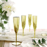 6 Pack | Metallic Gold 5oz Plastic Champagne Flutes Disposable Glasses For Champagne