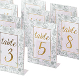 25 Pack White Sage Green Wedding Table Numbers in French Toile Floral and Gold Foil#whtbkgd