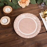 25 Pack Natural Burlap Print Paper Salad Plates with Floral Lace Rim