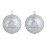 2 Pack | 10inches Silver Foam Disco Mirror Ball With Hanging Swivel Ring, Holiday Party Decor