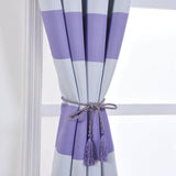 2 Pack | White/Lavender Lilac Cabana Stripe Thermal Blackout Curtains