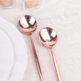 Glossy Blush/Rose Gold Heavy Duty Plastic Silverware Spoons, Premium Disposable Flatware Cutlery