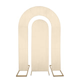 Set of 2 Beige Spandex Fitted Wedding Arch Covers for Round Top and Double Arch