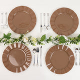 10 Pack 11inch Heavy Duty Large Disposable Dinner Plates with Gold Ruffled Rim, Coffee Brown Hard