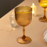 12 Pack Amber Gold Ribbed Reusable Plastic Wine Goblets