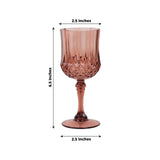 6 Pack 8oz Dusty Rose Crystal Cut Reusable Plastic Cocktail Goblets, Shatterproof Wine