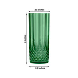 6 Pack 14oz Hunter Emerald Green Crystal Cut Reusable Plastic Cocktail Tumbler Cups