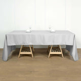 60"x102" Silver Polyester Rectangular Tablecloth