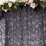 8ftx8ft Black Embroider Sequin Event Curtain Drapes, Sparkly Sheer Backdrop Event Panel Embroidery