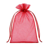 Red organza drawstring gift bag for special occasions #whtbkgd