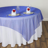 60'' | Royal Blue Square Sheer Organza Table Overlays