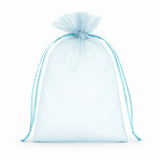 Light blue organza gift bag with drawstring closure #whtbkgd