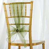 5 PCS | Olive Green Sheer Organza Chair Sashes