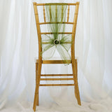 5 PCS | Olive Green Sheer Organza Chair Sashes