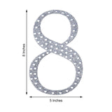 8 Inch Silver Decorative Rhinestone Number Stickers DIY Crafts - 8