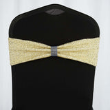 5 Pack | Champagne Metallic Shimmer Tinsel Spandex Chair Sashes