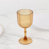 12 Pack Amber Gold Ribbed Reusable Plastic Wine Goblets