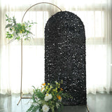 6ft Sparkly Black Double Sided Big Payette Sequin Chiara Backdrop Stand Cover For Fitted Round Top