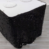 21ft Black Premium Big Payette Sequin Dual Layered Satin Table Skirt