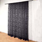 8ftx8ft Black Embroider Sequin Event Curtain Drapes, Sparkly Sheer Backdrop Event Panel Embroidery