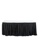 17ft Black Metallic Shimmer Tinsel Spandex Pleated Table Skirt with Top Velcro Strip