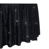 Scuba Round Tablecloth 120 Black with Rhinestone Accents – Seamless, Wrinkle-Free