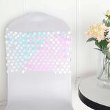 5 Pack - Iridescent Blue Big Payette Sequin Round Chair Sashes