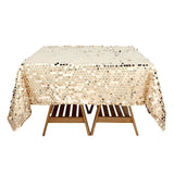 72" x 72" Champagne Premium Big Payette Sequin Overlay