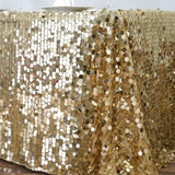 90X132 Champagne Big Payette Sequin Rectangle Tablecloth Premium