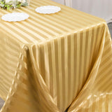 90x132inch Champagne Satin Stripe Seamless Rectangular Tablecloth