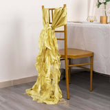 5 Pack Champagne Curly Willow Chiffon Satin Chair Sashes