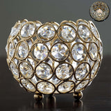 4inch Round Gold Crystal Beaded Metal Votive Tealight Candle Holder, Multipurpose Table Vase